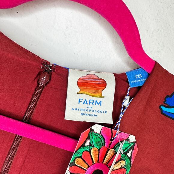 NWT Anthropologie Farm Rio Long Sleeve Floral V Neck Cut Out Midi Dress XXS - Picture 14 of 16